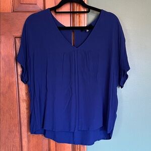 Madewell Deep Blue V-Neck Blouse